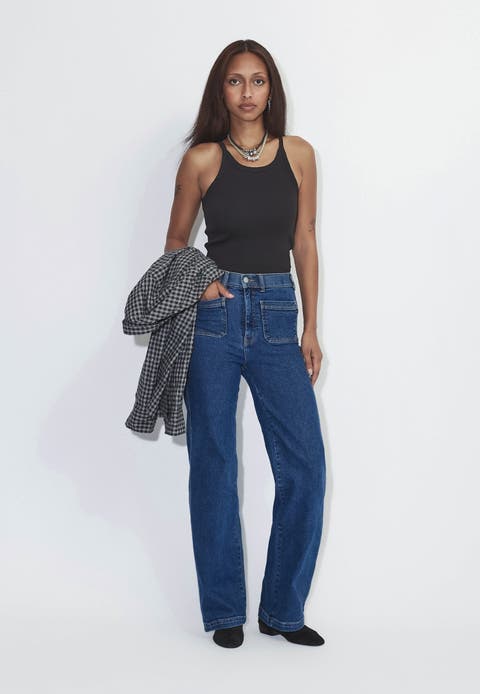 Moxy High Straight Patch Pocket Jeans