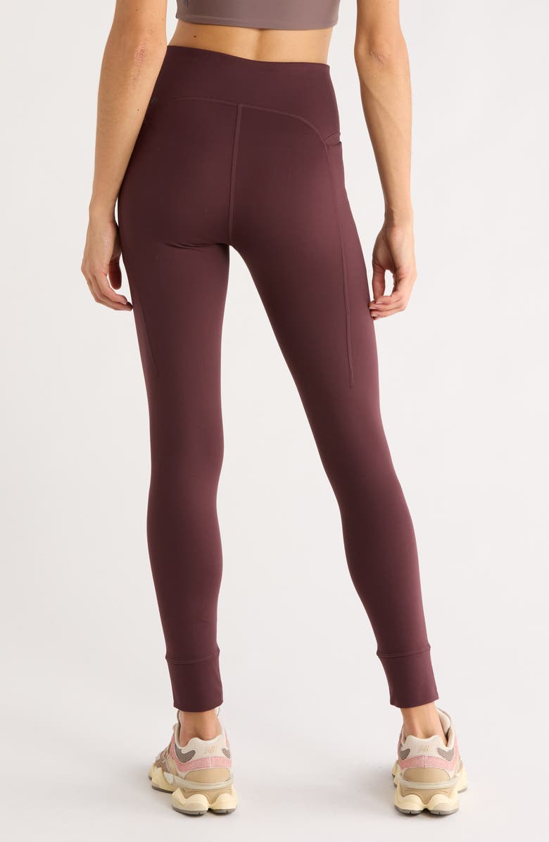 Zella Cozy Tech Pocket Leggings, Alternate, color, Burgundy Fudge