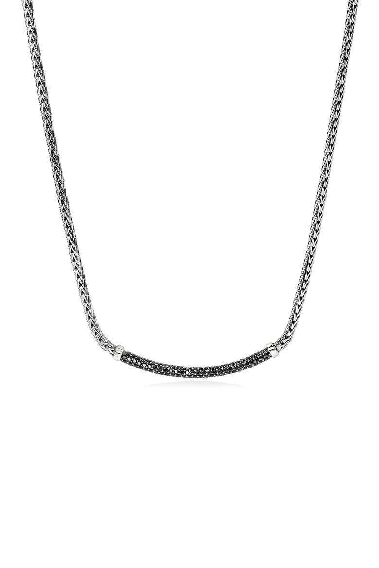 JH Essentials Pavé Sapphire Necklace, Main, color, SILVER/ BLACK SAPPHIRE
