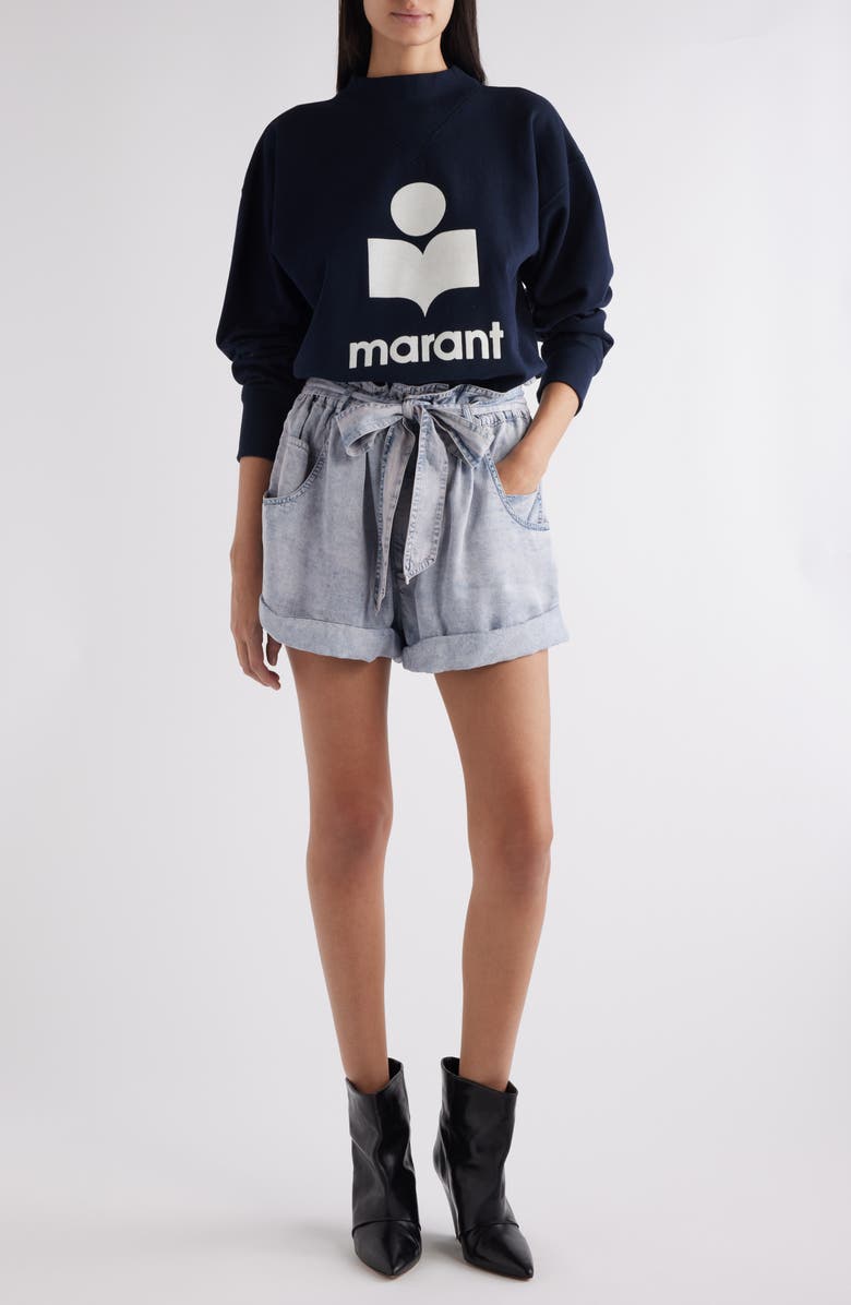 Isabel Marant Étoile Moby Flocked Logo Graphic Sweatshirt, Alternate, color, Midnight/ Natural