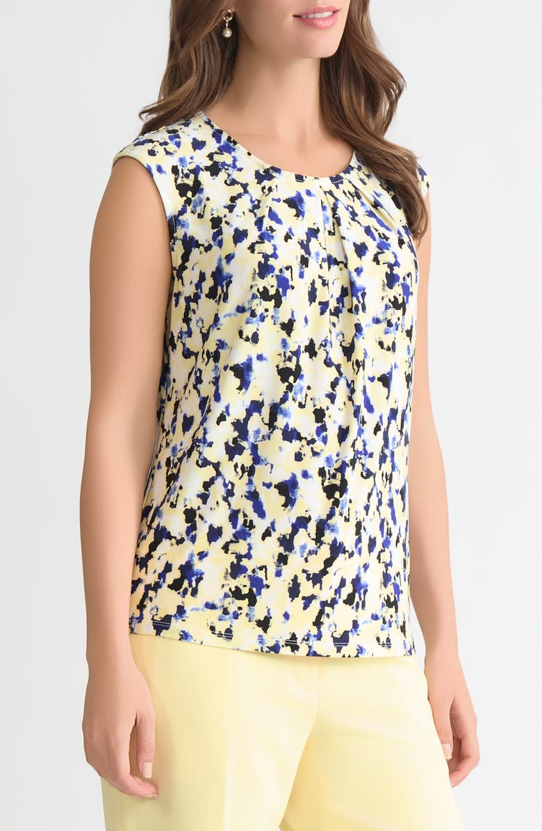 KASPER Abstract Print Extended Shoulder Top, Alternate, color, Pale Yellow Multi