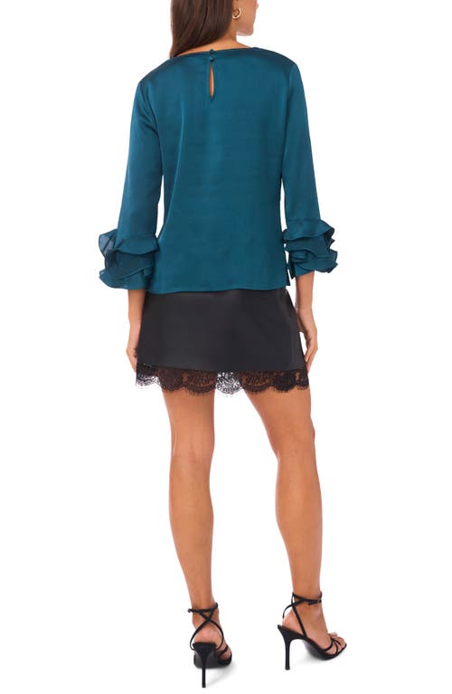 Vince Camuto Tiered Ruffle Sleeve Satin Top In Blue