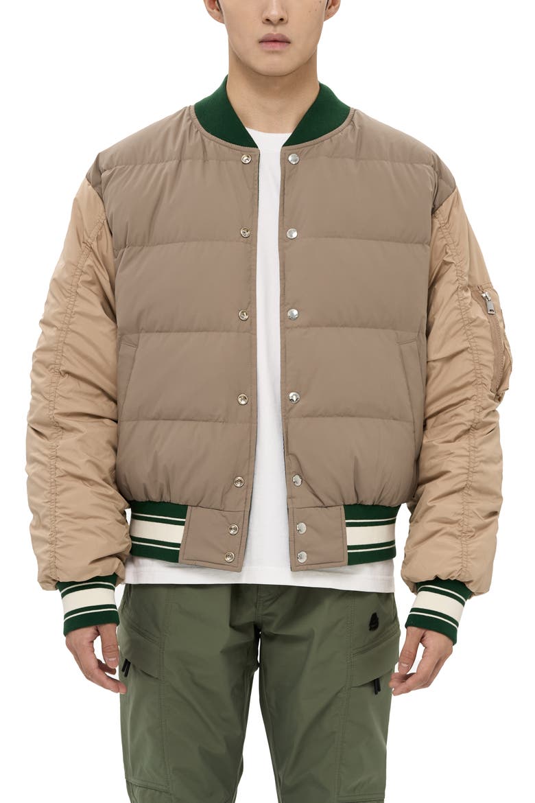 Hamden Mens Reversible Down Varsity Jacket, Alternate, color, Green