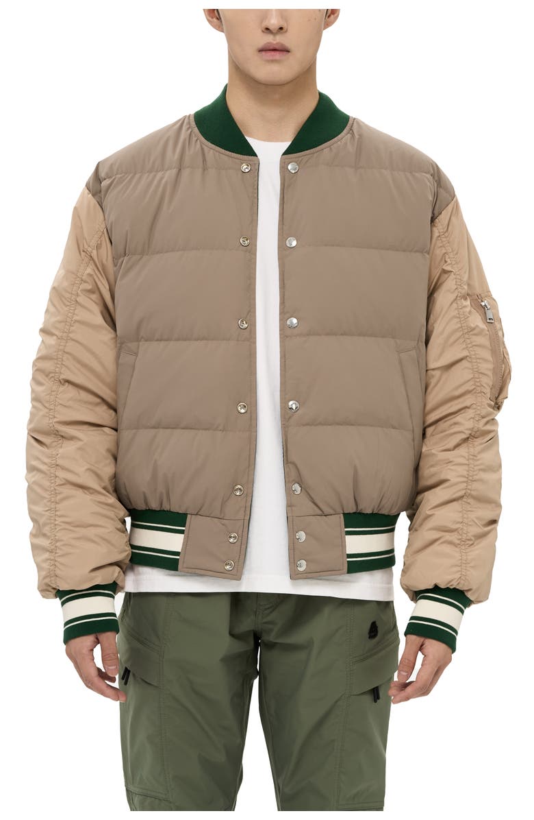 AlphaStyle Hamden Mens Reversible Down Varsity Jacket, Alternate, color, Green