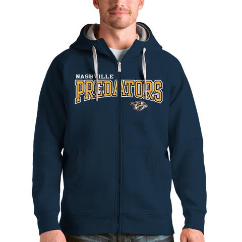 Men's Antigua Navy Nashville Predators Wordmark Victory Full-Zip Hoodie