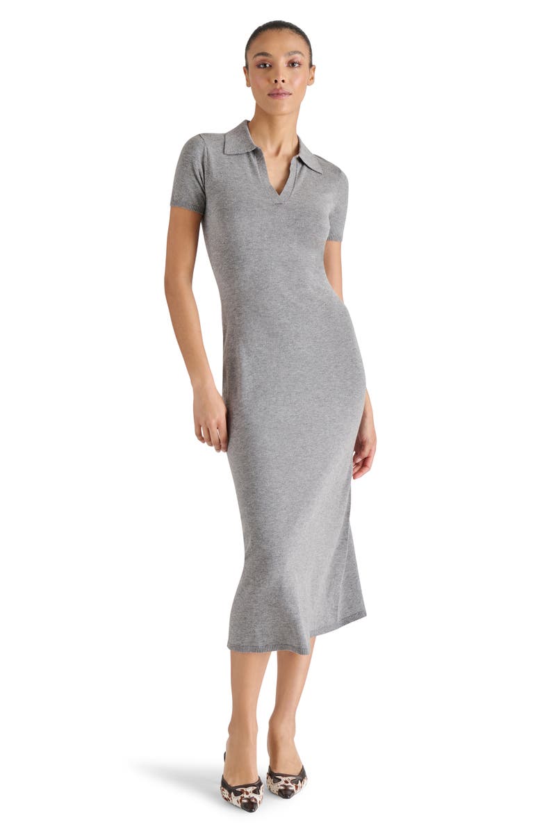 Steve Madden Banks Polo Midi Sweater Dress, Alternate, color, Medium Grey Heather