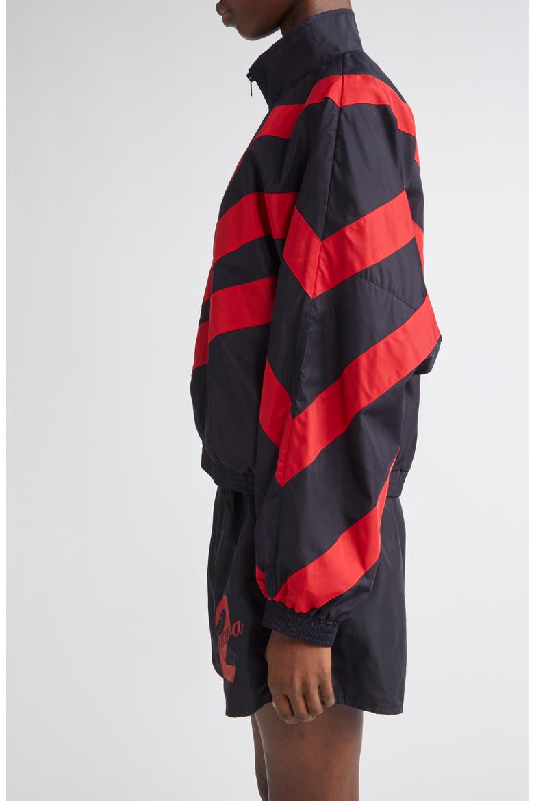 Woven Satin Windbreaker, Alternate, color, BLACK RED