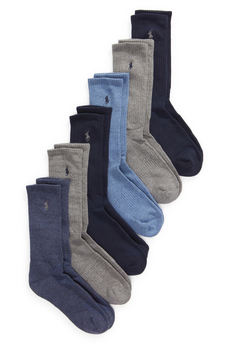 Assorted 6-Pack Crew Socks, Main, color, DENIM