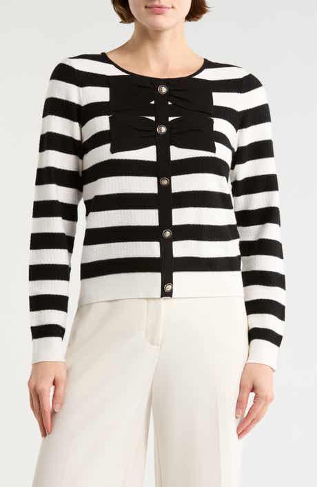 Adrianna Papell Contrast Tipped Bow Sweater