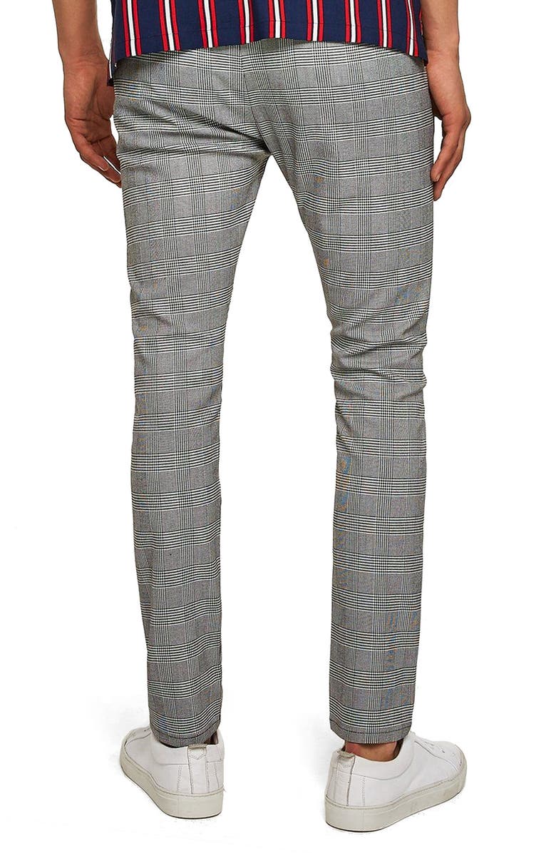 Topman Check Stretch Skinny Fit Trousers, Alternate, color, 