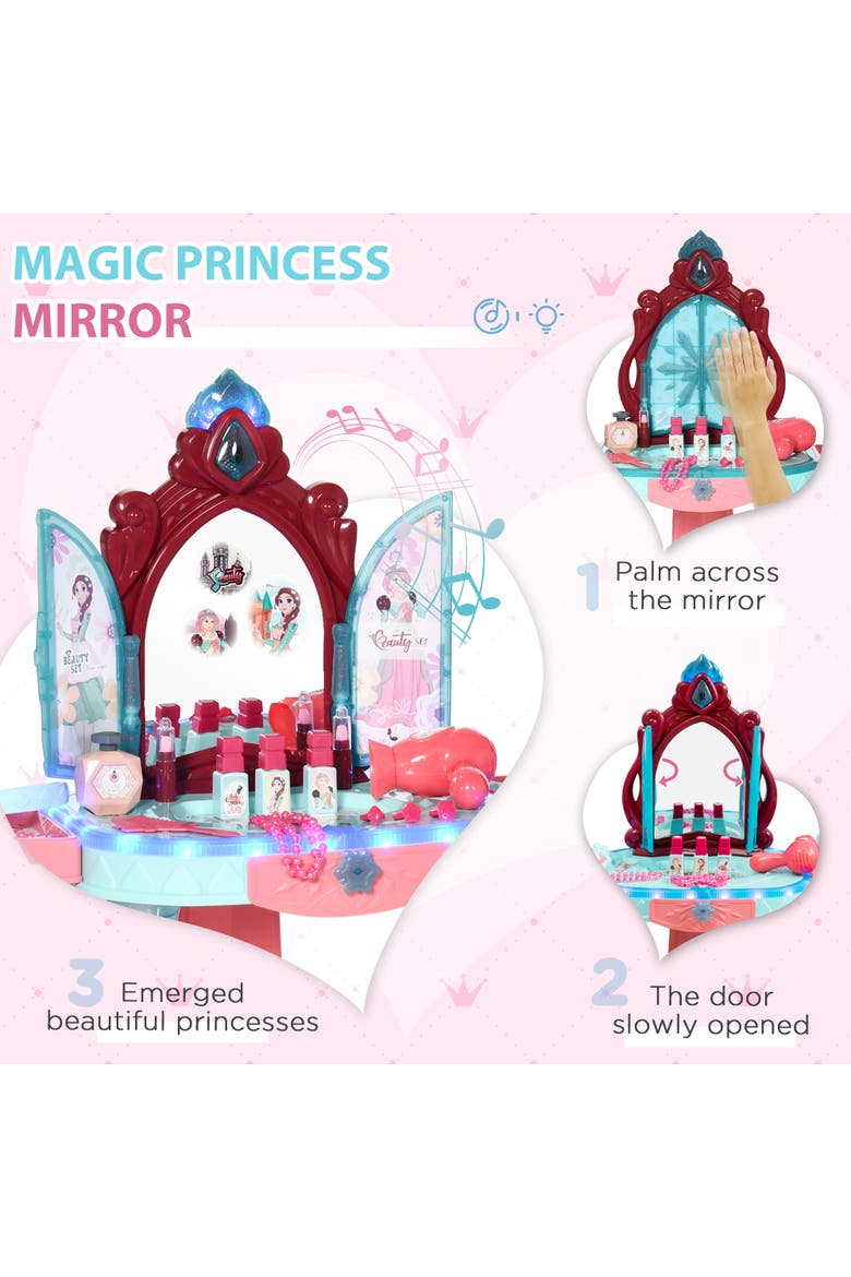 Kids Vanity Set with Chair, 31-Piece Collection, Mirror, Music, Light, Alternate, color, Blue