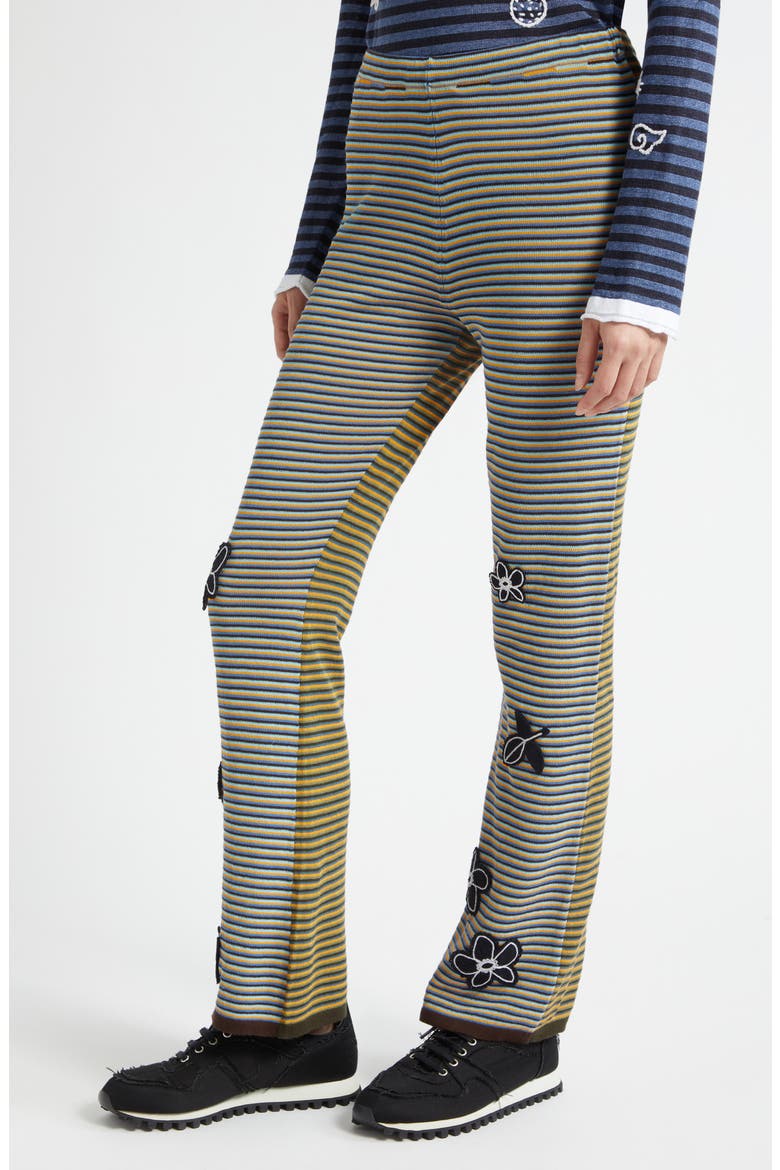 Romy Stripe & Flower Lace-Up Cotton Blend Skirted Pants, Alternate, color, BLUE MULTI