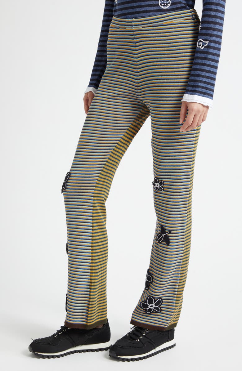 YanYan Romy Stripe & Flower Lace-Up Cotton Blend Skirted Pants, Alternate, color, Blue Multi