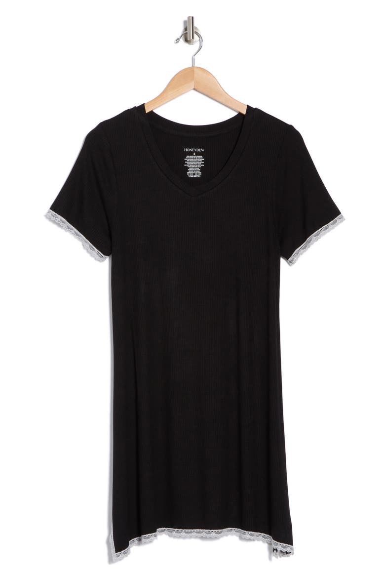 Revival Rib Sleep Shirt, Alternate, color, BLACK