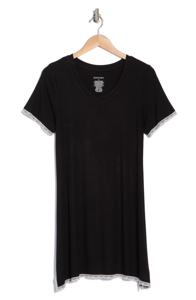 Honeydew Revival Rib Sleep Shirt, Alternate, color, Black