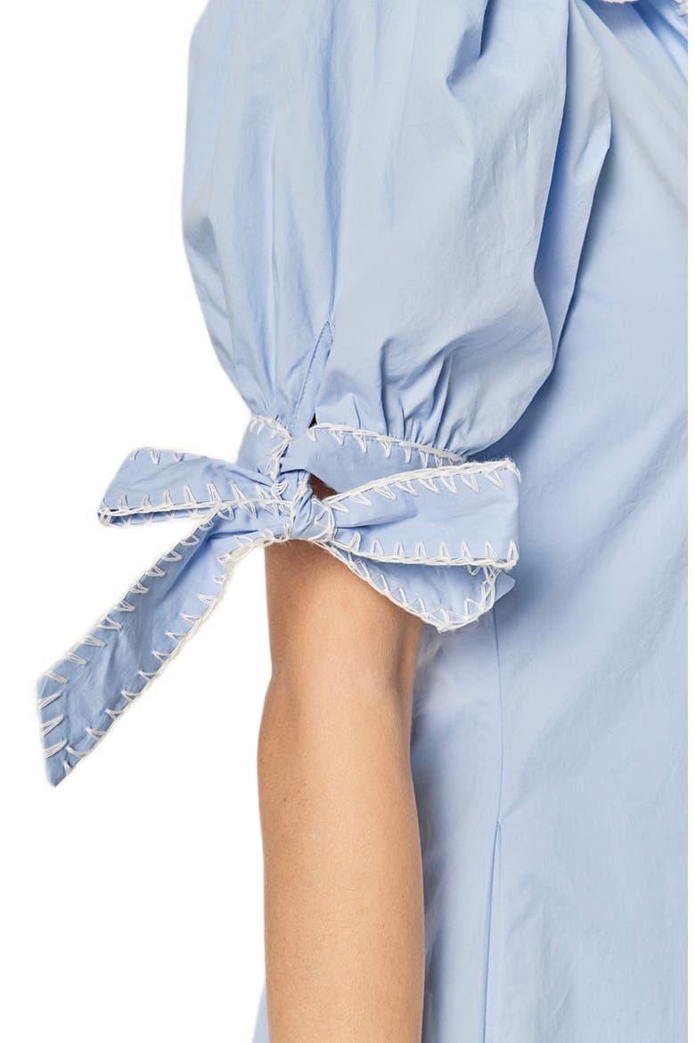 Contrast Stitch A-Line Midi Dress, Alternate, color, POWDER BLUE