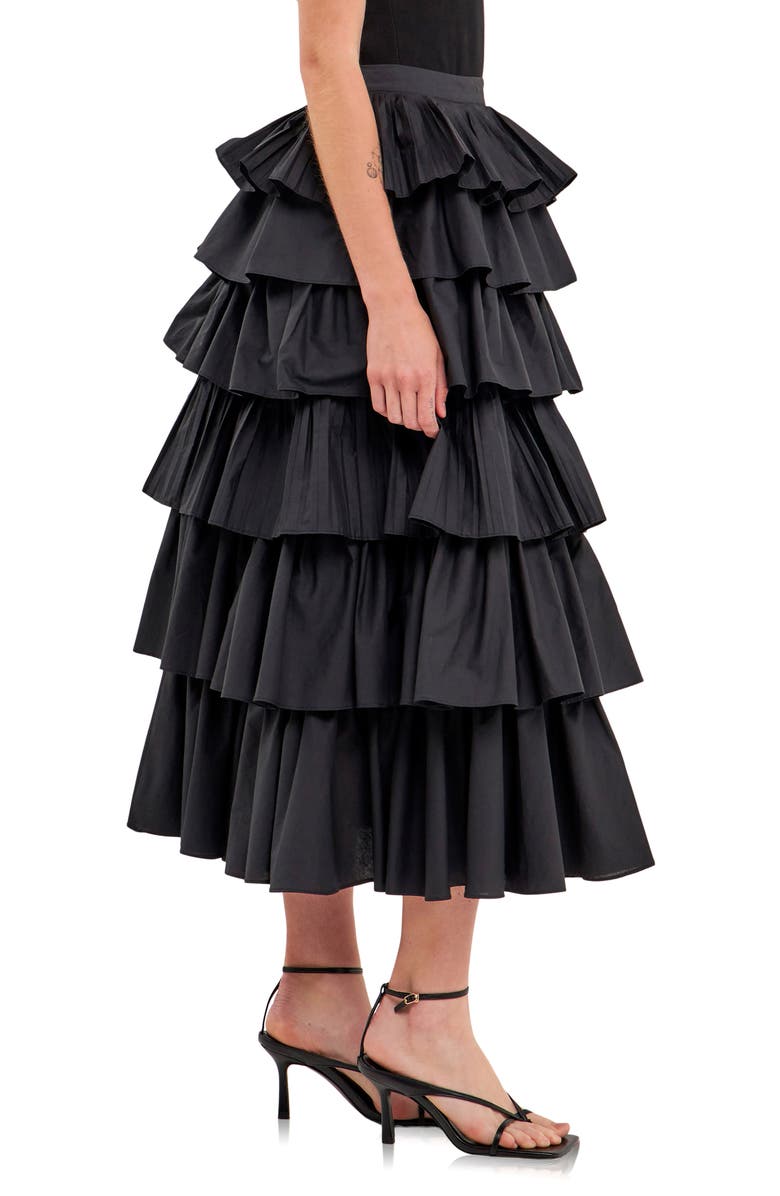 English Factory Pleated Tiered Maxi Skirt, Alternate, color,