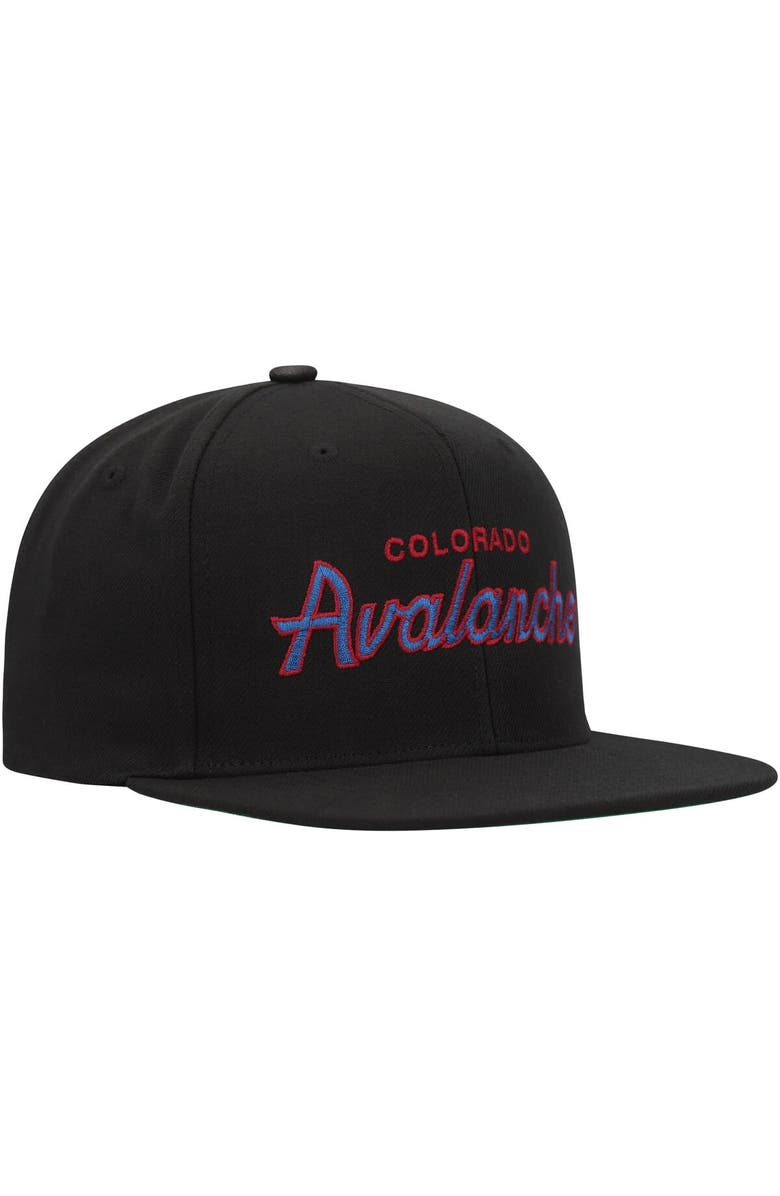 Mitchell & Ness Men's Mitchell & Ness Black Colorado Avalanche Core Team Script 2.0 Snapback Hat, Alternate, color, Black