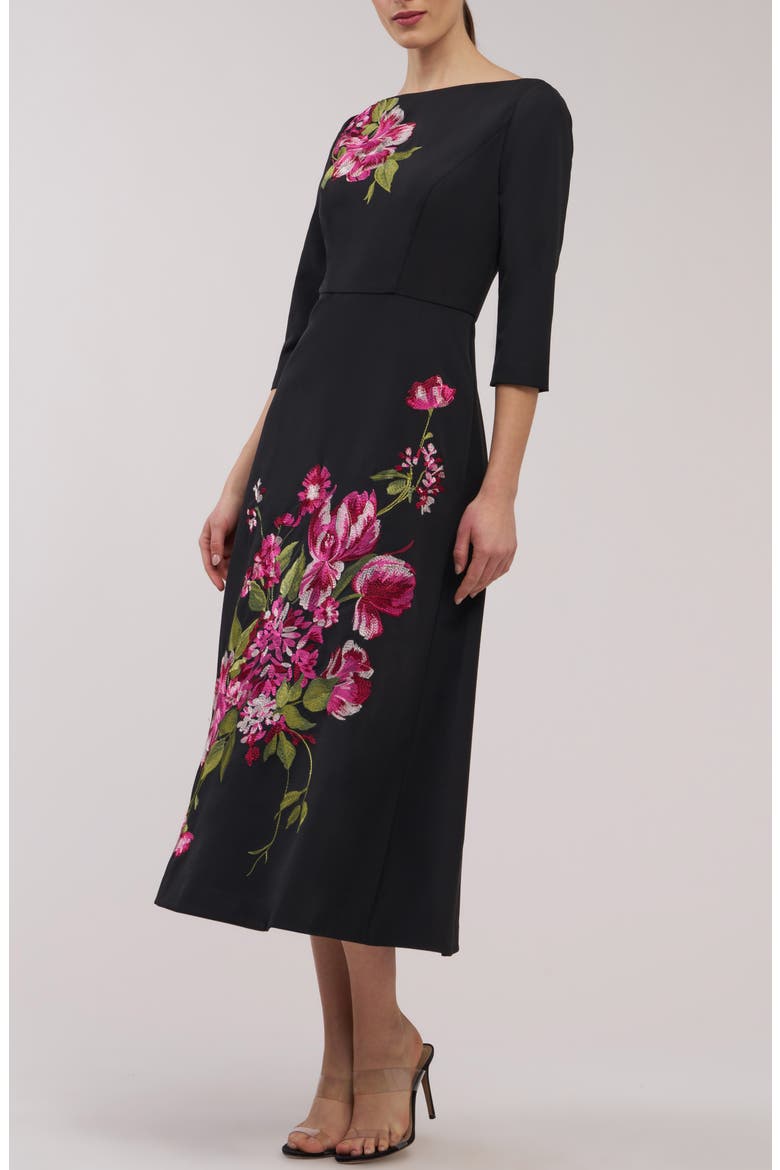 Greta Floral Embroidered Gown, Alternate, color, CARBON MULTI