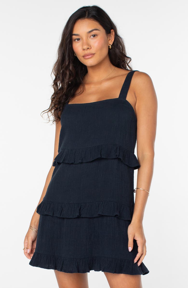 Roxy Soft Sand Ruffle Minidress, Alternate, color, Anthracite