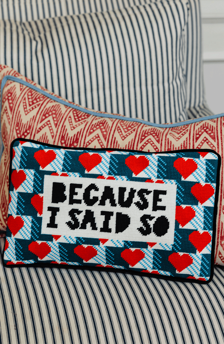 Furbish Because I Said So Needlepoint Pillow, Alternate, color, Black