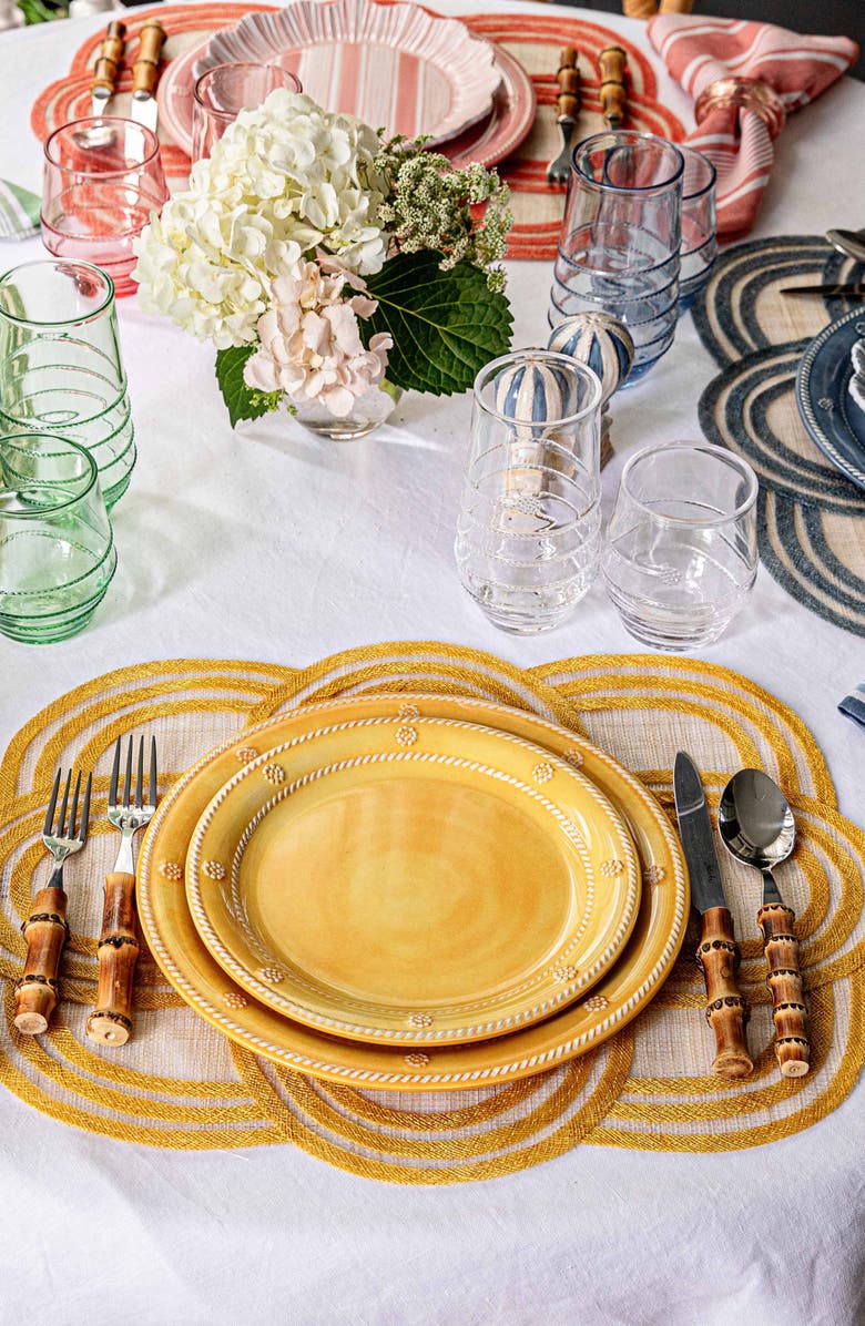 Juliska Set of 4 Scallop Stripe Placemats, Alternate, color, Sunshine