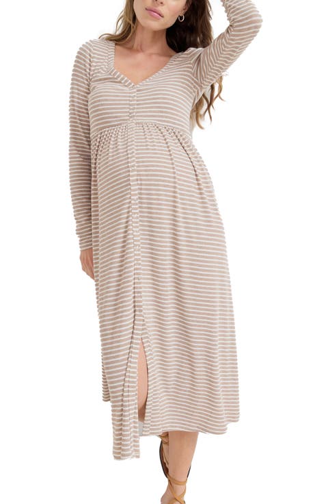 The Softest Rib Stripe Nursing Dress