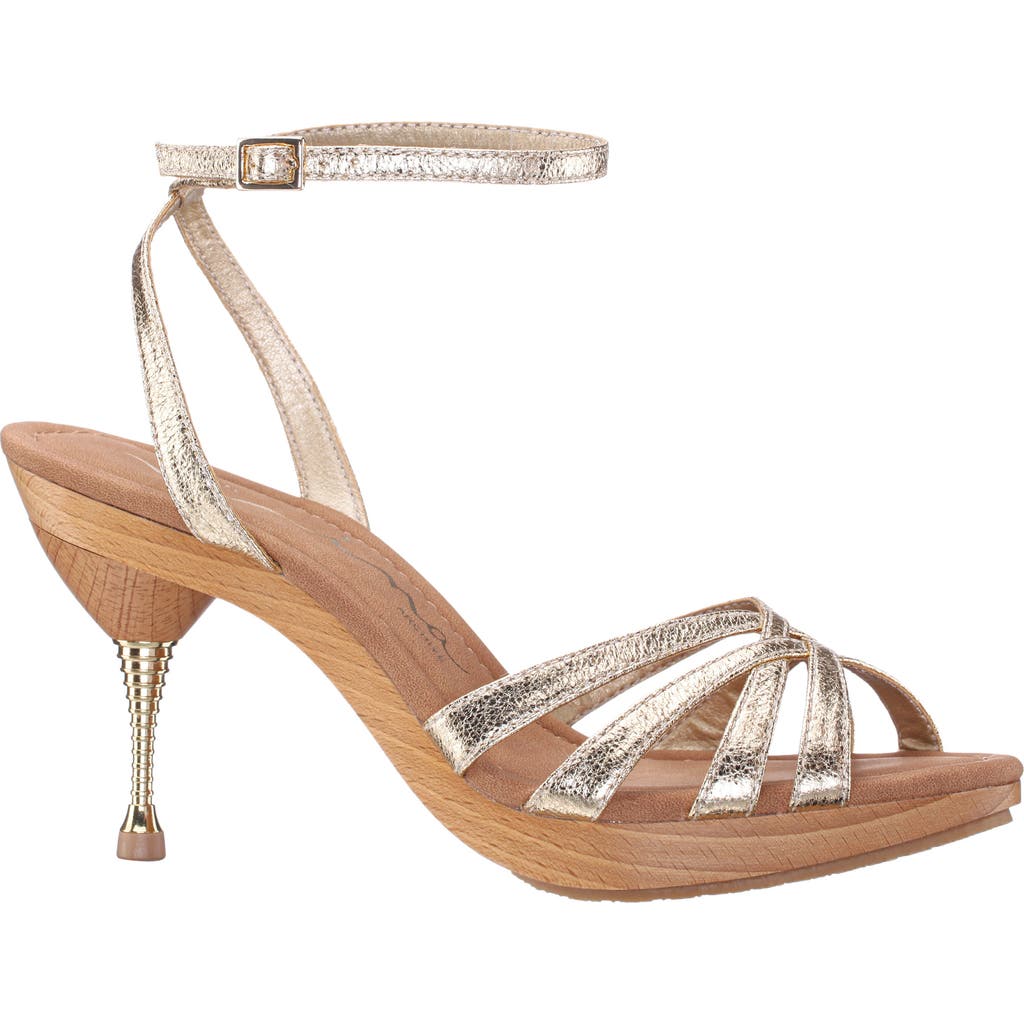 Nina Remi Ankle Strap Platform Sandal In Gold
