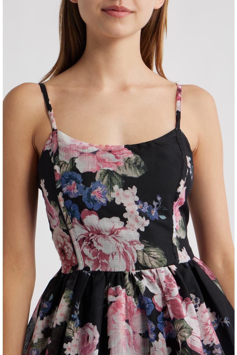 Floral Minidress, Alternate, color, BLACK