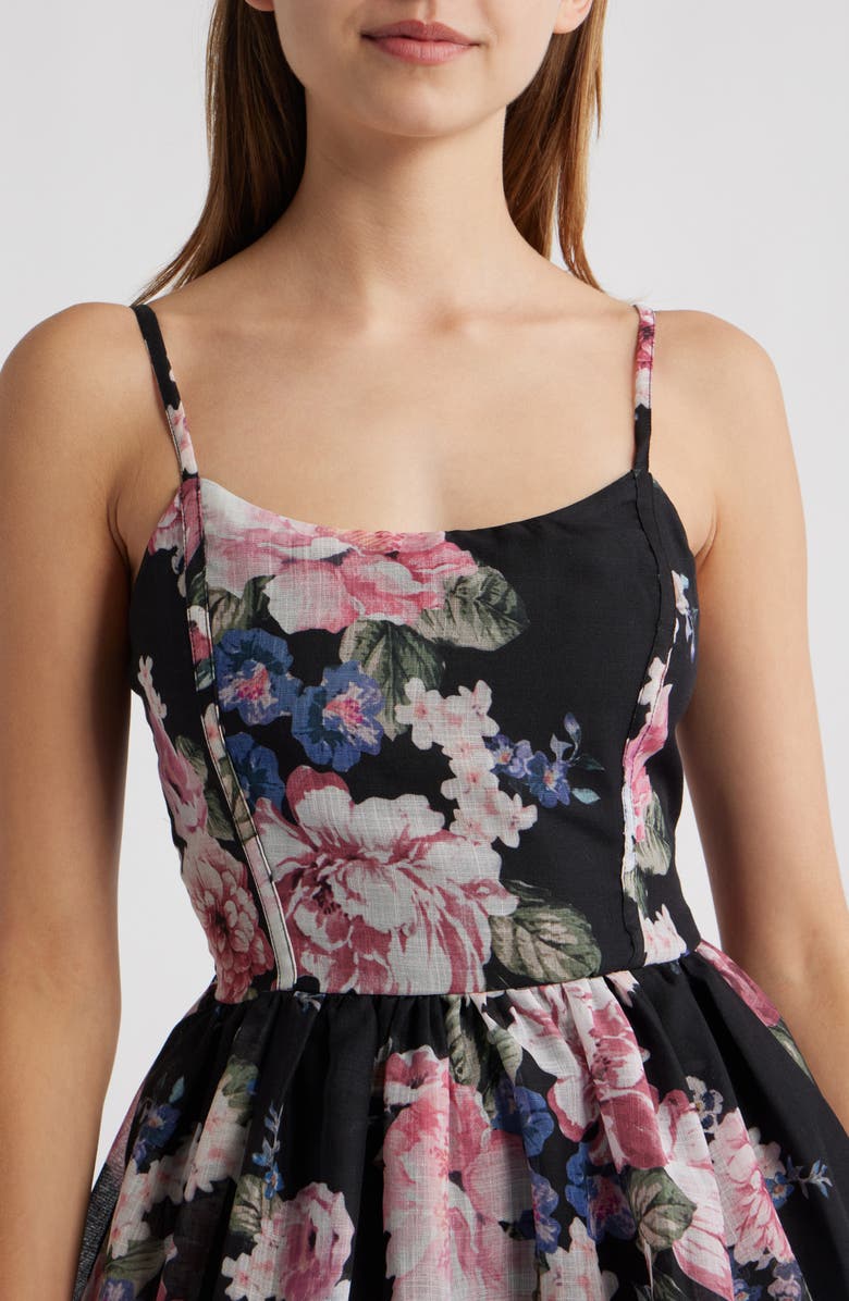 Lipsy Floral Minidress, Alternate, color, Black