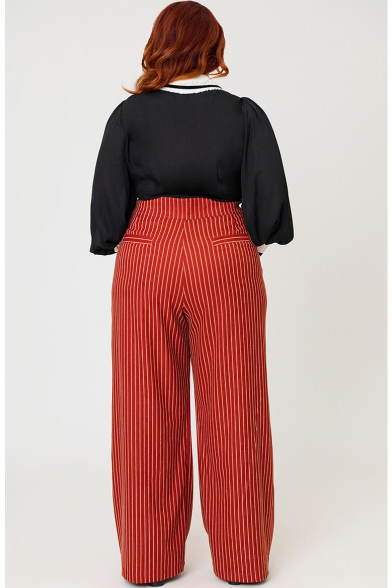Plus Size 1940s Ginger Wide Leg Pants, Alternate, color, Orange Pinstripe