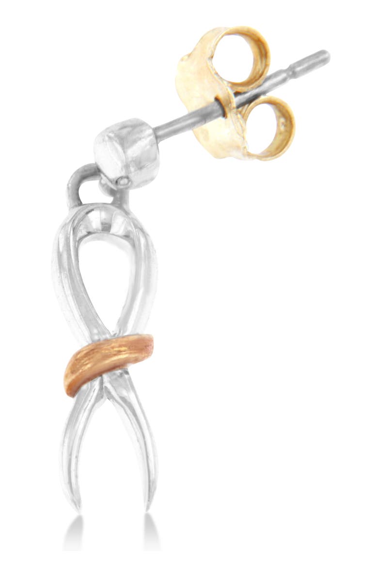 10K Two-Toned Gold Over Silver Awareness Ribbon Dangle Earrings, Alternate, color, Yellow