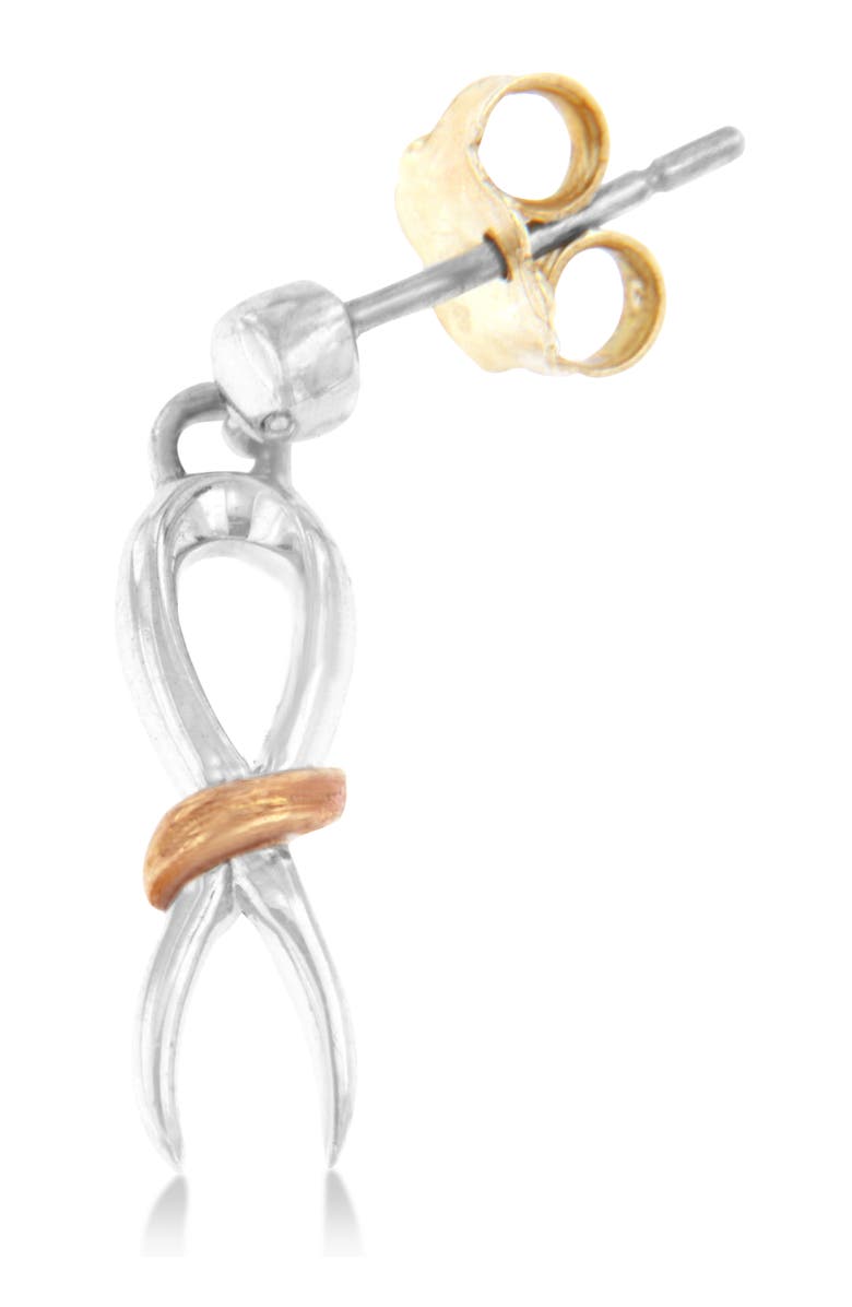 Haus of Brilliance 10K Two-Toned Gold Over Silver Awareness Ribbon Dangle Earrings, Alternate, color, Yellow