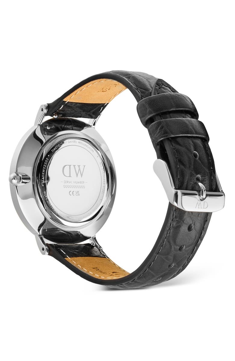 Daniel Wellington Classic Roman Numerals Leather Strap Watch, 40mm, Alternate, color, Silver-Tone