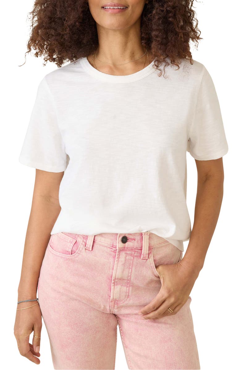 Faherty Sunwashed Essential Cotton T-Shirt, Main, color, White