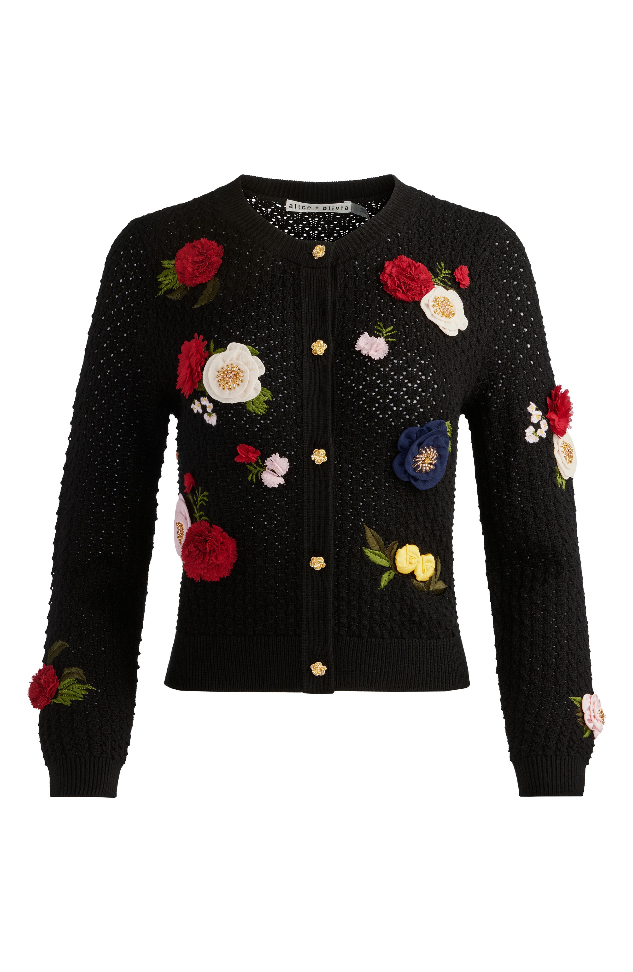 ALICE + OLIVIA Dollie Floral Wool Blend Cardigan (Women) | Nordstrom