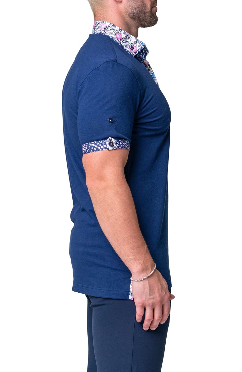 Maceoo Mozart Solid Monkey Blue Piqué Button-Down Polo, Alternate, color, Blue