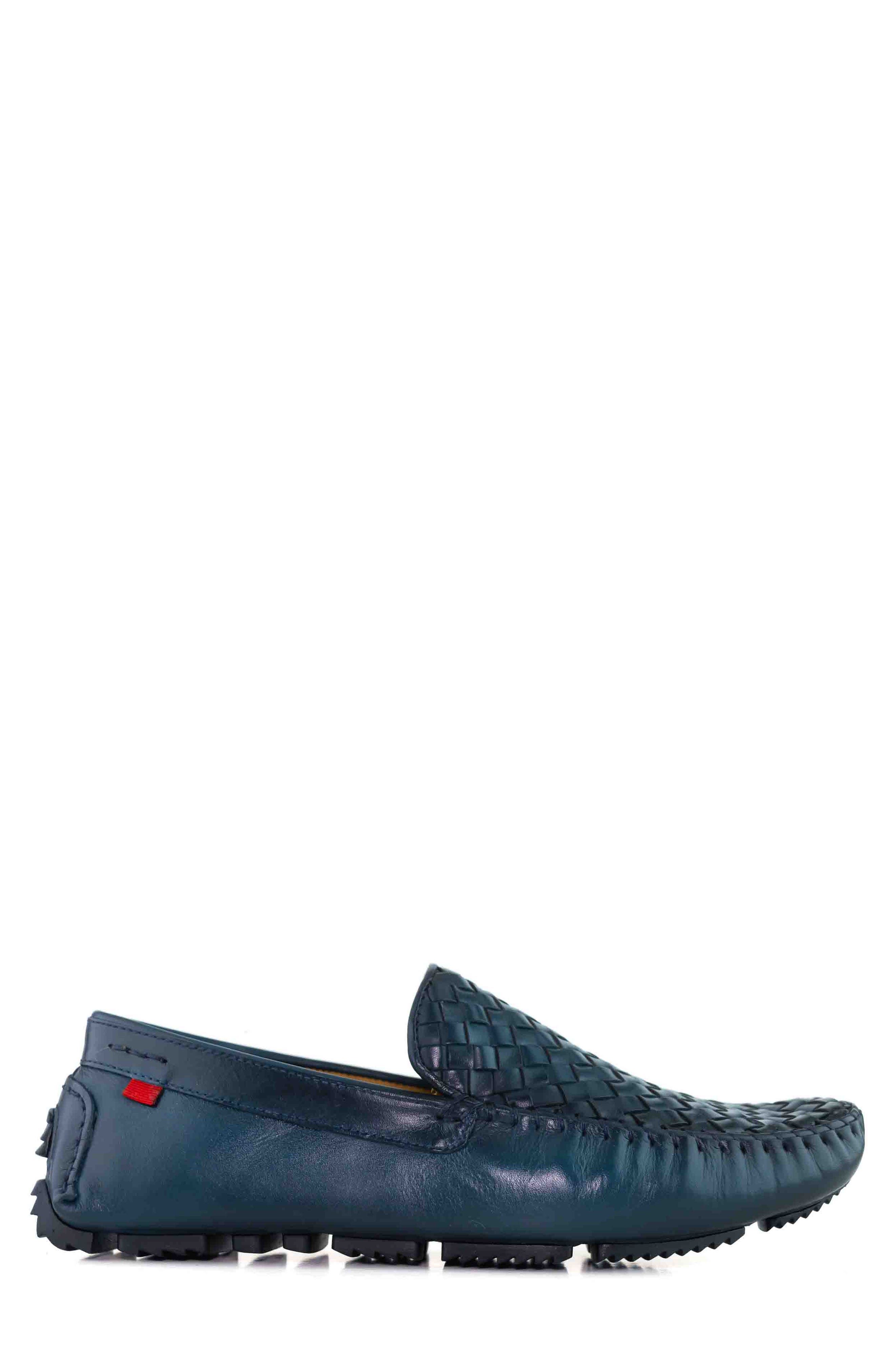 Spring Street Woven Leather Driving Loafer, Alternate, color, NAVY BASKET NAPA