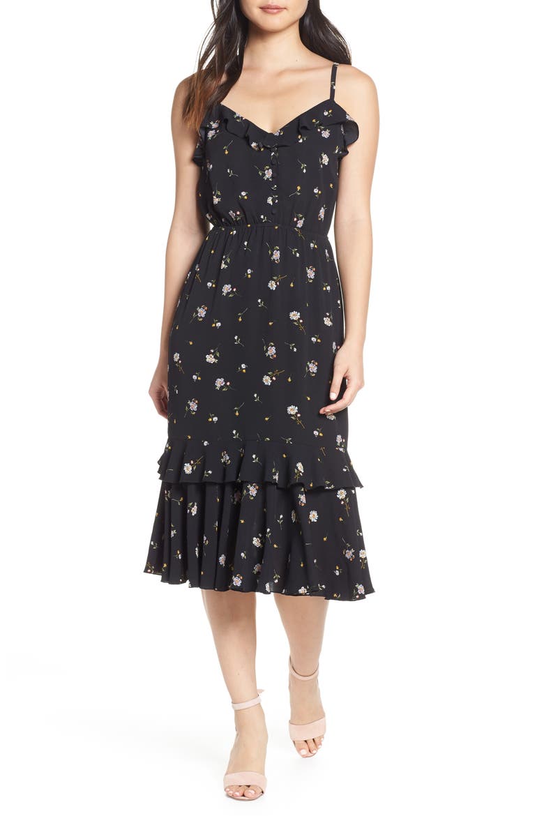 Cloud Steps Floral Midi Dress, Main, color, WILD FLOWERS