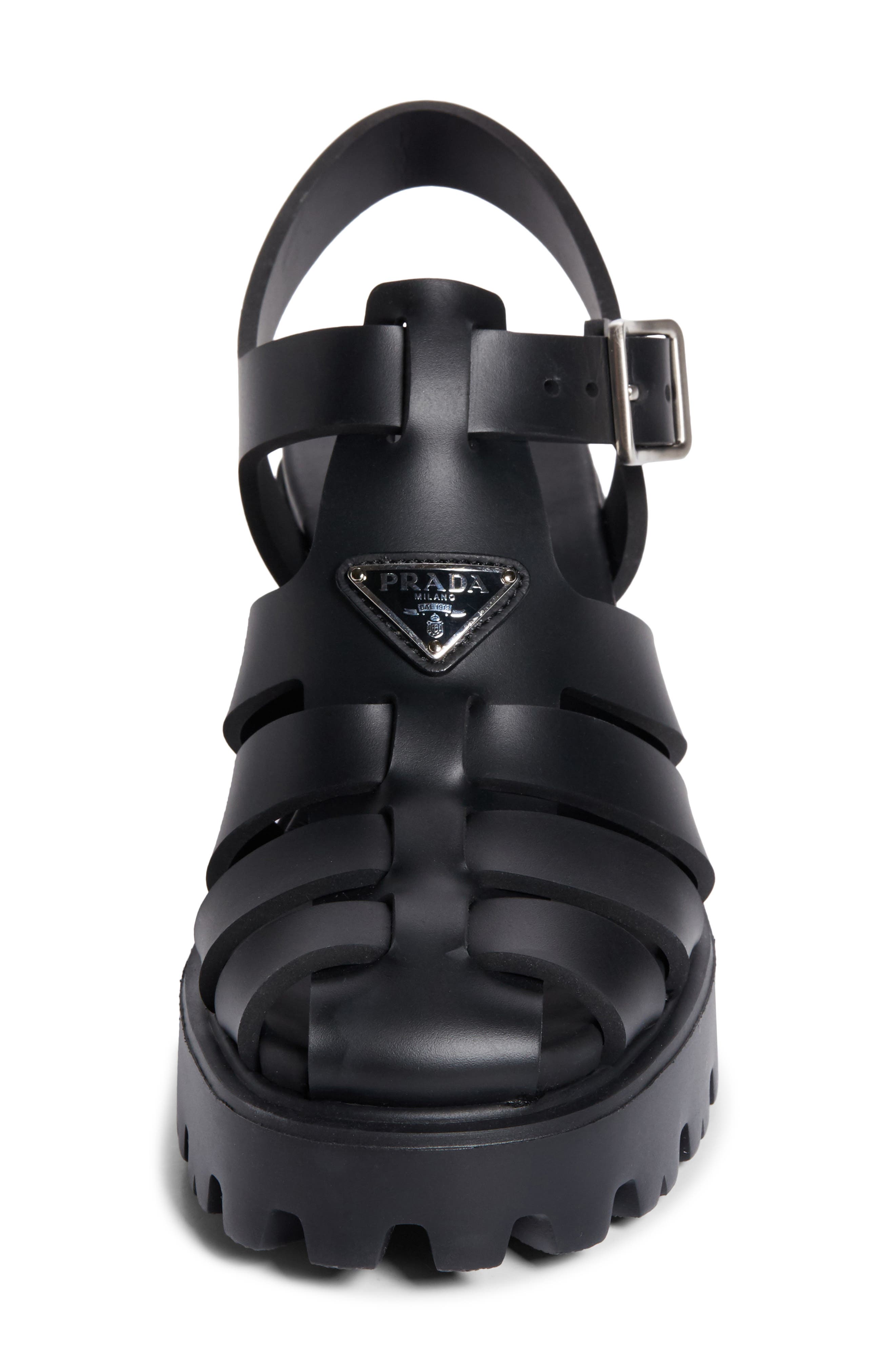 Prada Stride Flow Cage Platform Sandal, Alternate, color, Nero