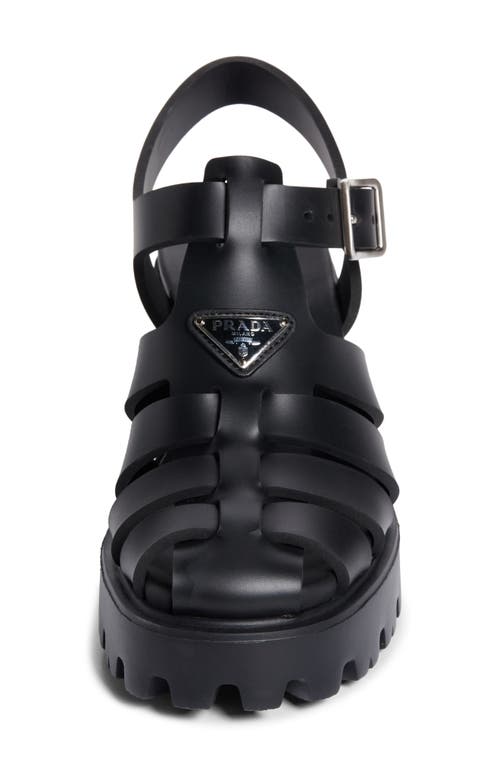 Prada Stride Flow Cage Platform Sandal In Black