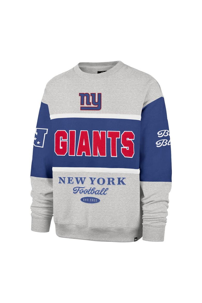 Men's '47 Royal/Heather Gray New York Giants Blockfield Maximalist Sweatshirt, Alternate, color, Royal