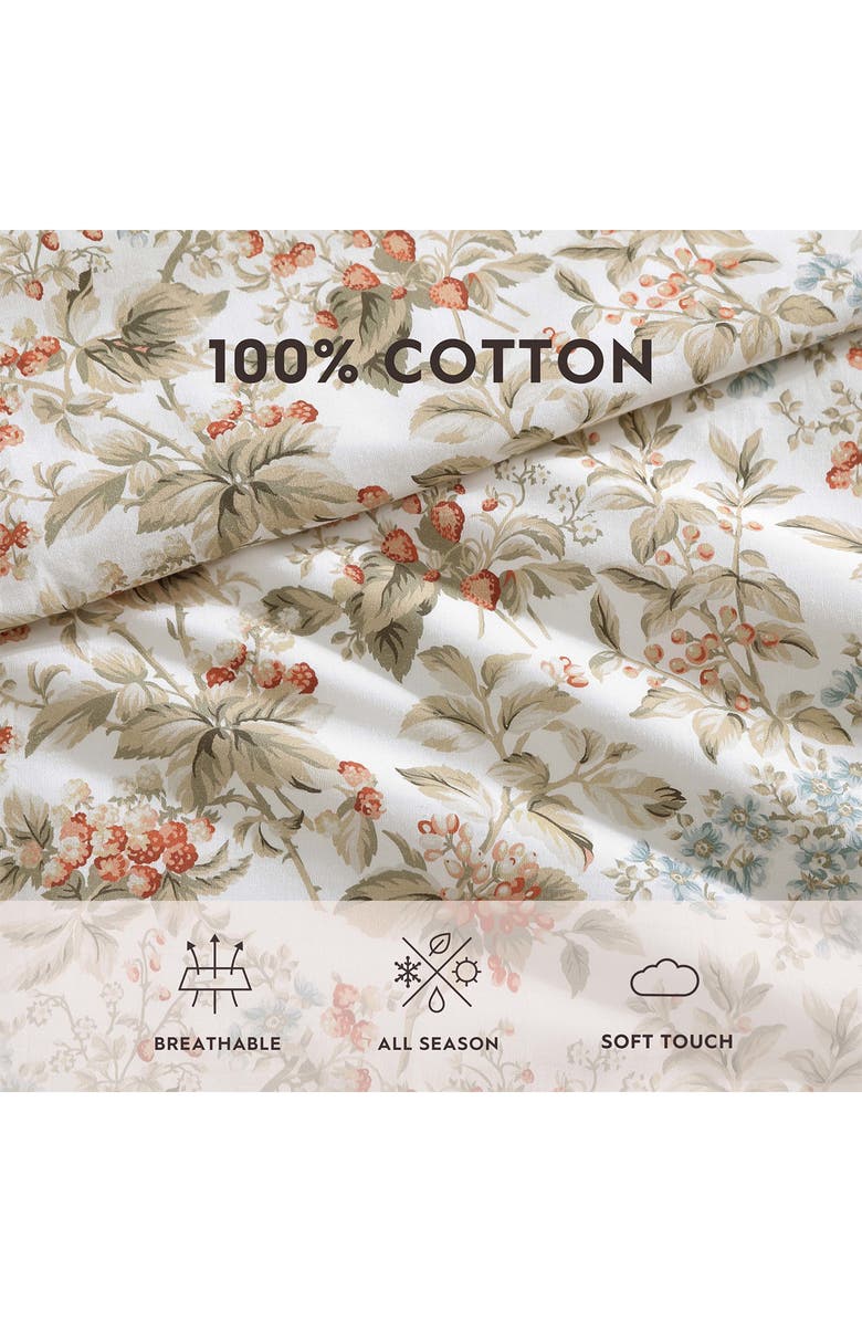 Laura Ashley Cotton 3-Piece Comforter & Sham Quilt Set, Alternate, color, Persimmon/ Wheat