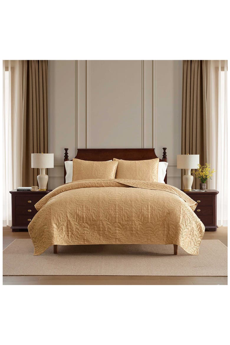 Fern Embroidered Quilt Set, Alternate, color, GOLD MEDAL