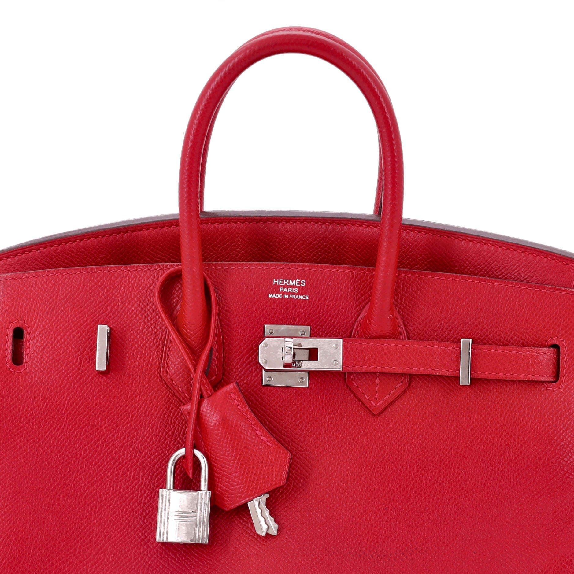 Pre-Owned Hermes Birkin Handbag Red Epsom with Palladium Hardware 25, Alternate, color, 