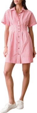 Marine Layer Nova Pima Cotton Gingham Mini Shirtdress