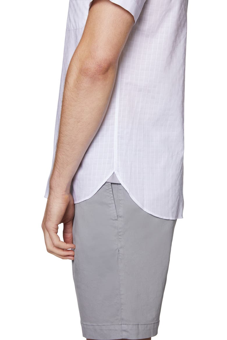Regular Fit Grid Short Sleeve Button-Up Shirt, Alternate, color, WHITE
