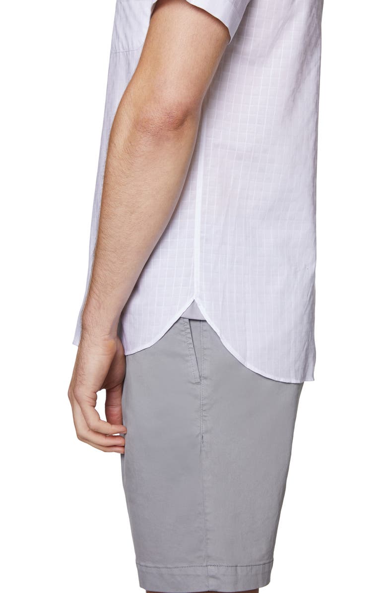 Hickey Freeman Regular Fit Grid Short Sleeve Button-Up Shirt, Alternate, color,