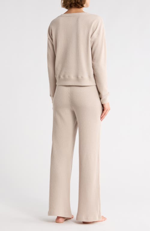 Yogalicious Long Sleeve Top & Pants Waffle Knit Pajamas In Neutral