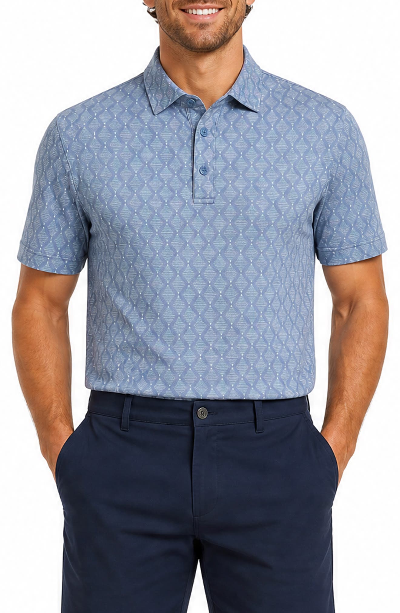 Brush Stroke Stripe Performance Polo